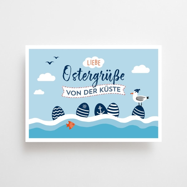 Marritime Osterkarte Ostergrüße Küste Meer