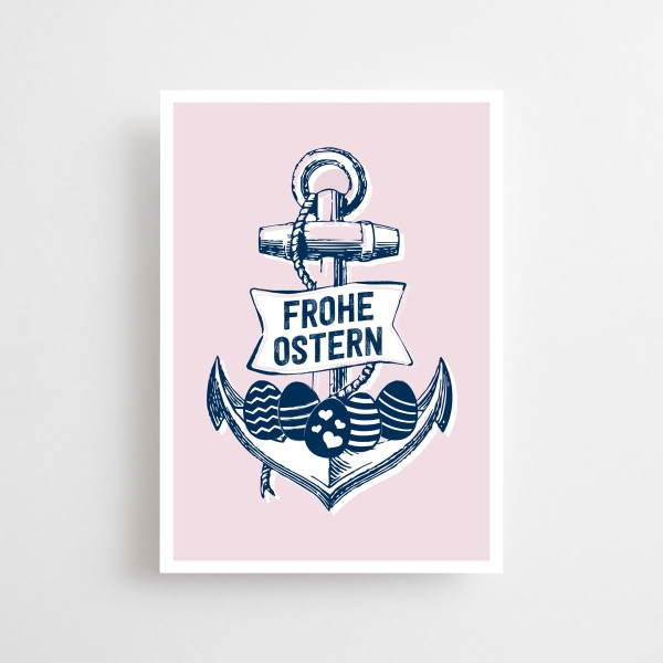 Maritime Osterkarte Anker Frohe Ostern 