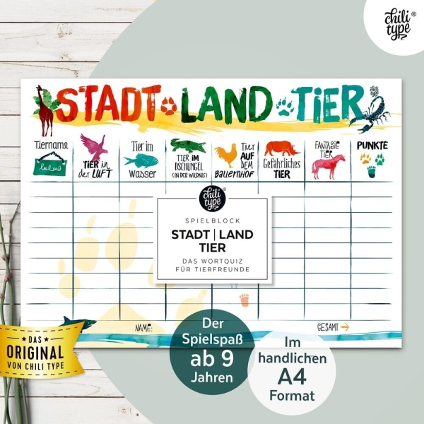 Stadt Land Fluss Tier Für Kinder | Chili Type