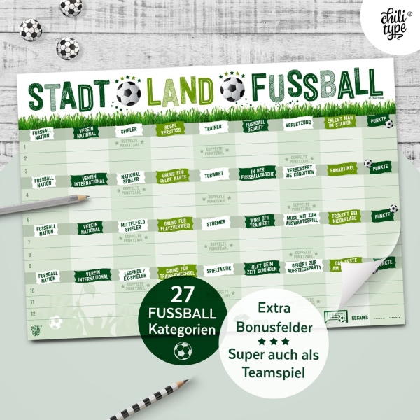 Stadt Land Fußball ⚽️ Das Spiel für Fußballfans | chili type